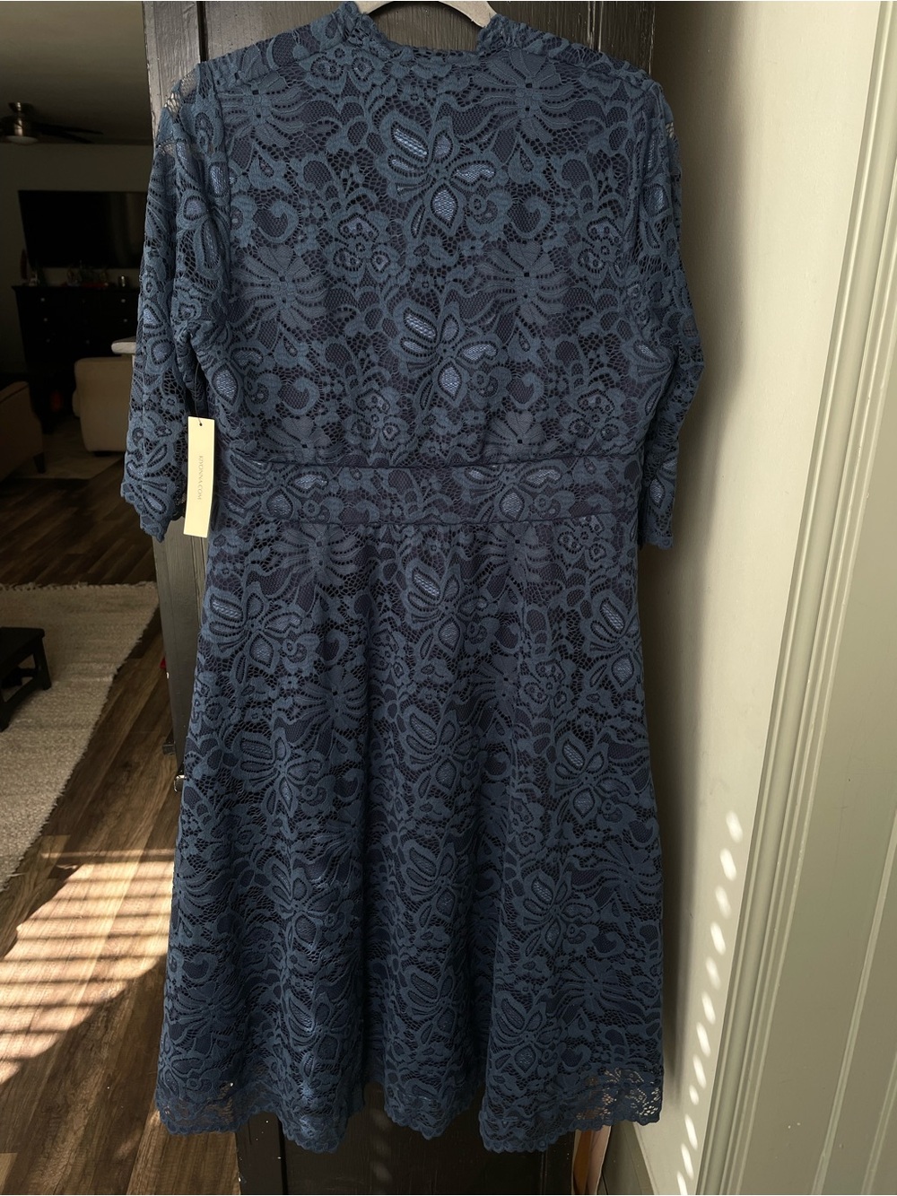 NWT Kiyonna Womens Plus Size Navy Blue Mademoiselle Lace A-Line Midi Dress 1X - Picture 5 of 10